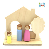 Wooden Dollhouse and Family Art Kit