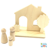 Wooden Dollhouse and Family Art Kit